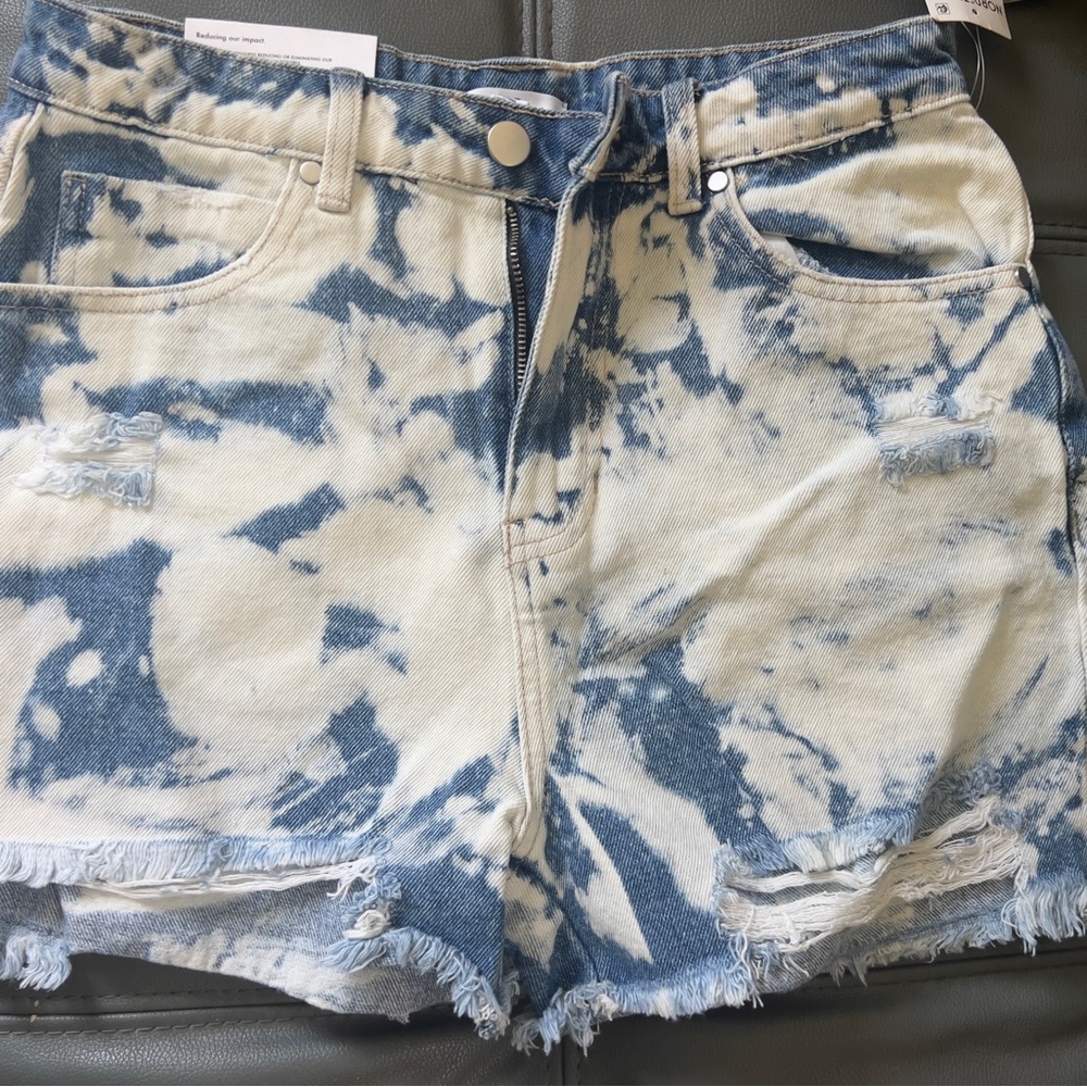 BP Blue and White Tie-Dye Jean Shorts
